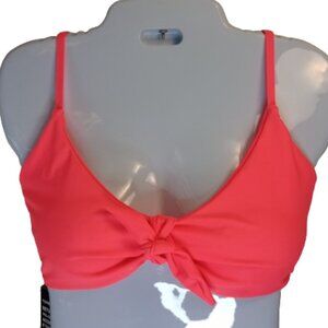 Coral Bikini Top with Faux Center Bust Tie Size L NWT